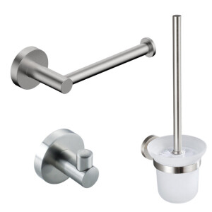 Fortifura Calvi Toiletset - toiletborstelhouder - open - handdoekhaak - toiletrolhouder - zonder klep - geborsteld RVS SW639927/SW639930/SW639931