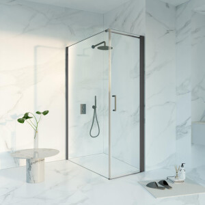 Fortifura Galeria Douchecabine - 60x140x200 - Profiel veiligheidsglas - anti kalk - geborsteld gunmetal PVD SW1122471/SW797916/SW797907