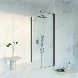 Fortifura Galeria Douchecabine - 60x90x200 - Profiel veiligheidsglas - anti kalk - geborsteld gunmetal PVD SW1122471/SW797926/SW797907