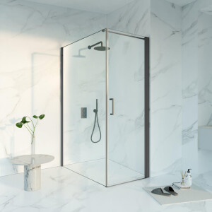 Fortifura Galeria Douchecabine - 70x140x200 - Profiel veiligheidsglas - anti kalk - Geborsteld Gunmetal PVD SW1122477/SW797916/SW797907