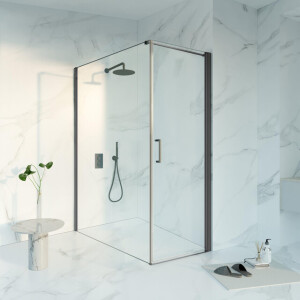 Fortifura Galeria Douchecabine - 70x160x200 - Profiel veiligheidsglas - anti kalk - Geborsteld Gunmetal PVD SW1122477/SW797918/SW797907