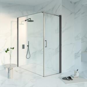 Fortifura Galeria Douchecabine - 70x180x200 - Profiel veiligheidsglas - anti kalk - Geborsteld Gunmetal PVD SW1122477/SW797920/SW797907