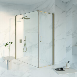 Fortifura Galeria Douchecabine - 70x180x200 - Profiel veiligheidsglas - anti kalk - Geborsteld Messing PVD (Goud) SW1122476/SW797920/SW797910