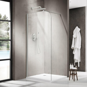 Fortifura Galeria Inloopdouche - 100x200cm - afgeronde glaswand - helder glas - wandarm - mat wit SW1418380/SW797906