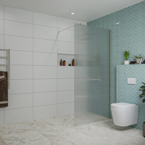 Fortifura Galeria inloopdouche - 100x200cm - ribbelglas - wandarm - Geborsteld RVS PVD (RVS) SW797955/SW797908