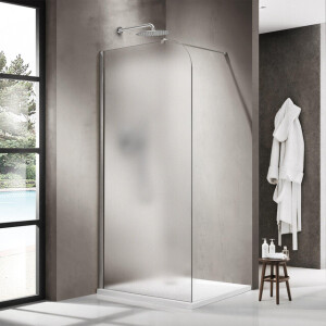 Fortifura Galeria Inloopdouche - 110x200cm - afgeronde glaswand - links - mat glas - wandarm - Chroom SW1418376/SW797904