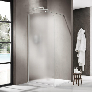 Fortifura Galeria Inloopdouche - 110x200cm - afgeronde glaswand - links - mat glas - wandarm - mat wit SW1418376/SW797906