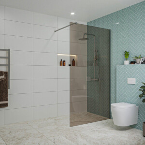 Fortifura Galeria inloopdouche - 110x200cm - rookglas - wandarm - chroom SW915252/SW797904