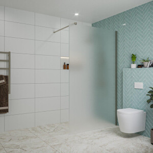 Fortifura Galeria inloopdouche - 120x200cm - mat glas - wandarm - Geborsteld Gunmetal PVD SW797928/SW797907