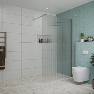 Fortifura Galeria inloopdouche - 120x200cm - ribbelglas - wandarm - Geborsteld Gunmetal PVD SW797953/SW797907