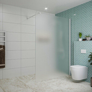 Fortifura Galeria inloopdouche - 140x200cm - mat glas - wandarm - mat wit SW797937/SW797906