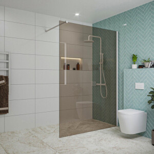 Fortifura Galeria inloopdouche - 140x200cm - rookglas - wandarm - mat wit SW797946/SW797906