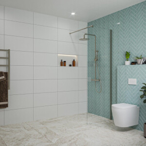 Fortifura Galeria inloopdouche - 70x200cm - helder glas - wandarm - Geborsteld Gunmetal PVD SW797913/SW797907