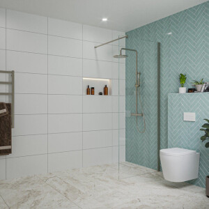 Fortifura Galeria inloopdouche - 80x200cm - helder glas - wandarm - Geborsteld Gunmetal PVD SW797914/SW797907