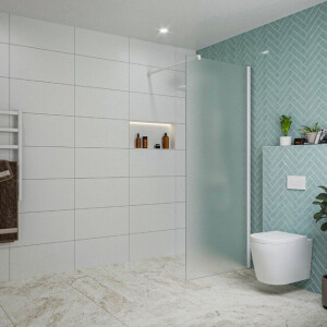 Fortifura Galeria inloopdouche - 80x200cm - mat glas - wandarm - mat wit SW797925/SW797906