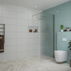 Fortifura Galeria inloopdouche - 80x200cm - ribbelglas - wandarm - Geborsteld Gunmetal PVD SW797952/SW797907