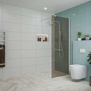 Fortifura Galeria inloopdouche - 80x200cm - rookglas - wandarm - mat wit SW797939/SW797906