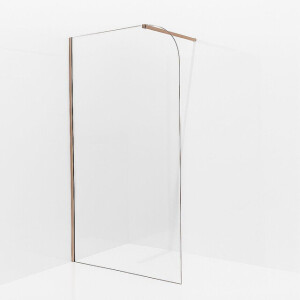 Aqua Vista Inloopdouche - 90x200cm - afgeronde glaswand - helder glas - wandarm - geborsteld koper (Koper) SW1245009/SW876702
