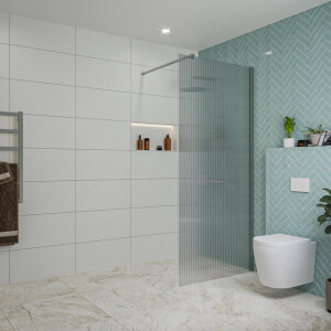 Fortifura Galeria inloopdouche - 90x200cm - ribbelglas - wandarm - chroom SW797951/SW797904