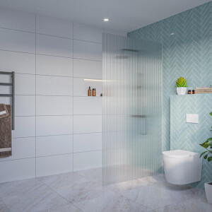 Fortifura Galeria Inloopdouche - ribbel glas - 100x200cm - 8mm - nano - blind inbouw profiel SW797955 SW1102415