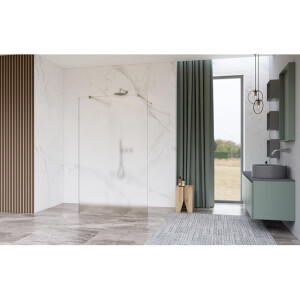 Fortifura Galeria Vrijstaande Inloopdouche - 110x200cm - Glas mat - antikalk - 8mm veiligheidsglas - wandsteunen - Chroom SW927766 2x/SW915251
