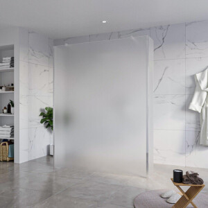 Fortifura Galeria Vrijstaande Inloopdouche - 160x200cm - Glas mat - antikalk - 8mm veiligheidsglas - 2 zijwanden 40cm - wandsteunen en hoekprofielen - Chroom SW927766 2x/SW797932/SW797921 2x/SW358024 2x