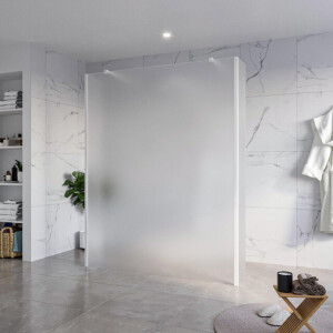 Fortifura Galeria Vrijstaande Inloopdouche - 160x200cm - Glas mat - antikalk - 8mm veiligheidsglas - 2 zijwanden 40cm - wandsteunen en hoekprofielen - Wit mat SW927768 2x/SW797932/SW797921 2x/SW541264 2x