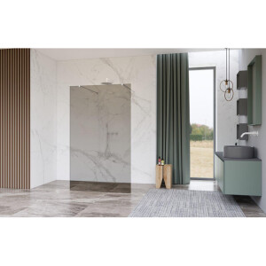 Fortifura Galeria Vrijstaande Inloopdouche - 90x200cm - Rookglas - antikalk - 8mm veiligheidsglas - wandsteunen - Wit mat SW927768 2x/SW797938