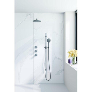 Fortifura Nebbio Regendoucheset - inbouwkraan - inbouwdeel - glijstang - doucheslang glad - ronde handdouche - 35cm wandarm - ronde hoofddouche - geborsteld gunmetal PVD SW1183068 SW1111532 SW721165 SW799451 SW720563 SW1