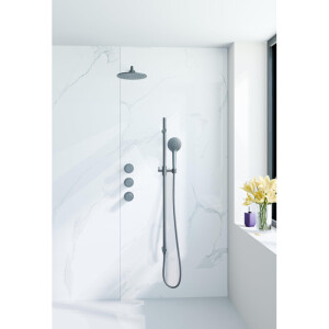 Fortifura Nebbio Regendoucheset - inbouwkraan - inbouwdeel - glijstang - doucheslang metaal - ronde handdouche - 35cm wandarm - ronde hoofddouche - geborsteld gunmetal PVD SW1183068 SW1111532 SW706207 SW799451 SW720563 SW1