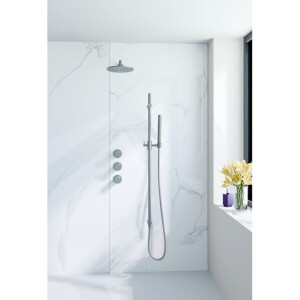 Fortifura Nebbio Regendoucheset - inbouwkraan - inbouwdeel - glijstang - doucheslang metaal - staaf handdouche - 35cm wandarm - ronde hoofddouche - geborsteld RVS PVD (RVS) SW1183066 SW1111529 SW706208 SW496812 SW720561 SW1