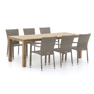 Forza Fossano/ROUGH-S 220cm dining tuinset 7-delig stapelbaar - Laagste prijsgarantie!