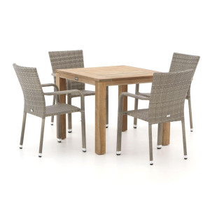 Forza Fossano/ROUGH-S 90cm dining tuinset 5-delig stapelbaar - Laagste prijsgarantie!