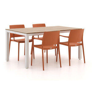 Forza Sile/Fidenza 160cm dining tuinset 5-delig stapelbaar - Laagste prijsgarantie!