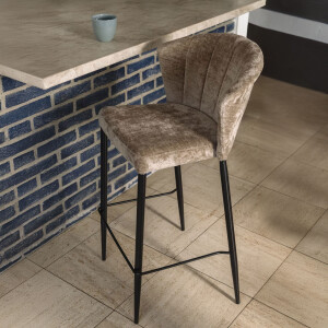 Dutchbone Barstoel 'Georgia' Chenille, kleur Beige (zithoogte 75cm)
