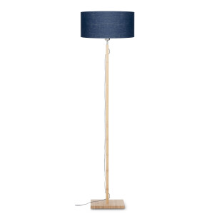 Good&Mojo Vloerlamp 'Fuji' Bamboe en Eco linnen, kleur Denimblauw