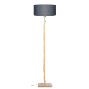 Good&Mojo Vloerlamp 'Fuji' Bamboe en Eco linnen, kleur Donkergrijs