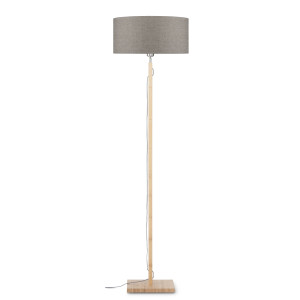Good&Mojo Vloerlamp 'Fuji' Bamboe en Eco linnen, kleur Donkerbeige