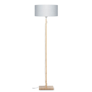Good&Mojo Vloerlamp 'Fuji' Bamboe en Eco linnen, kleur Lichtgrijs