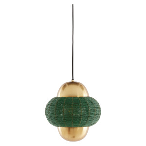 Light & Living Hanglamp 'Cetara' Kralen, 26cm, kleur Donkergroen/Brons