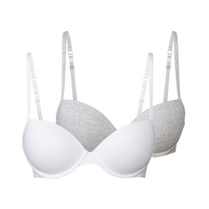 esmara 2 dames beugel BH's (Grijs/wit, 85C)
