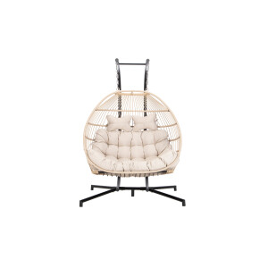 HOME DELUXE Hangstoel met frame Loma (2-zits, Beige)