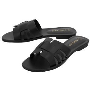 ESMARA Leren dames slippers (Zwart, 39)