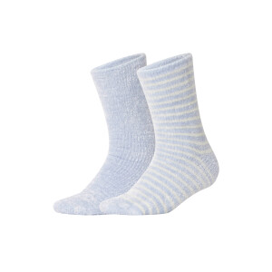 esmara 2 Paar dames huissokken (Gestreept/blauw, 39-42)
