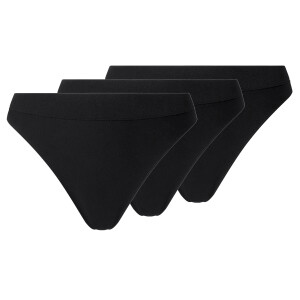 esmara Set van 3 geribde dames strings (Zwart, S (36-38))