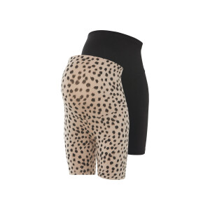 esmara 2 korte dames zwangerschapsbroeken (zwart/luipaard, S (36/38))