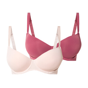 esmara 2 dames beugel bh's (90C, Rood/roze)