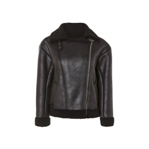 esmara Dames bikerjack met imitatiebont (Zwart, XS (32/34))