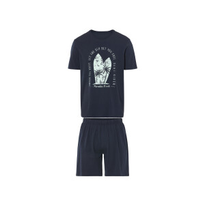 LIVERGY Heren shortama (Marineblauw, XL)
