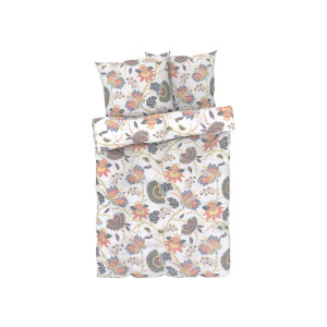 LIVARNO home Satijnen dekbedovertrek 200 x 200 cm (Bloemen/wit)